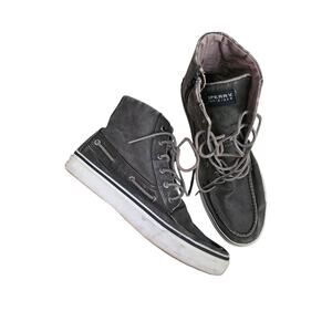 Sperry, gray, zip up canvas high‎ top sneakers, men's 12 EUC